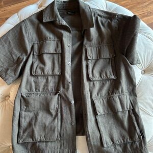 Olive Green Short Sleeve Utility Jacket